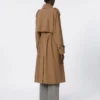 Water-repellent wool gabardine trench coat, brown
