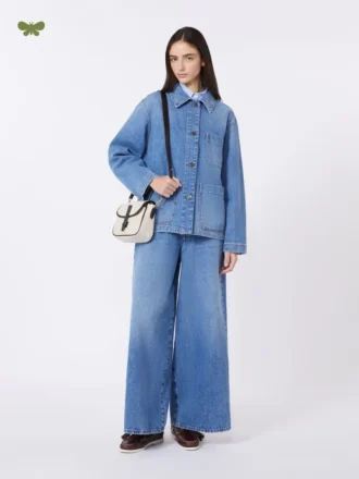 Wide, cotton denim jeans, navy