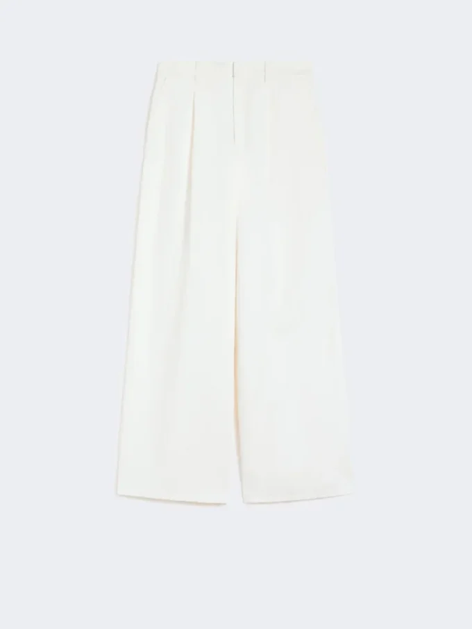 Wide-fit cotton and linen trousers, white Wide-fit cotton and linen trousers, white