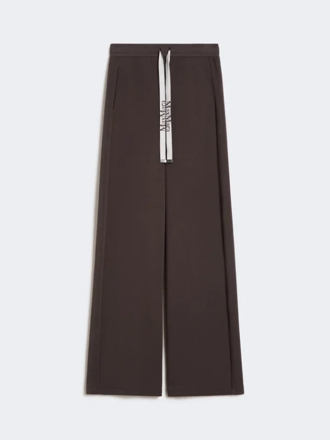 Wide-fit jersey trousers, chocolate Wide-fit jersey trousers, chocolate