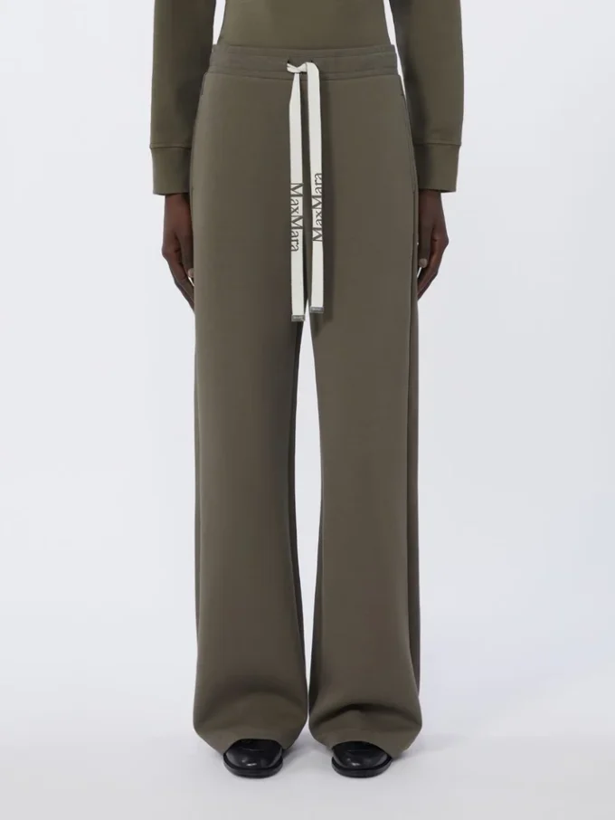 Wide-fit jersey trousers, kaki Wide-fit jersey trousers, kaki