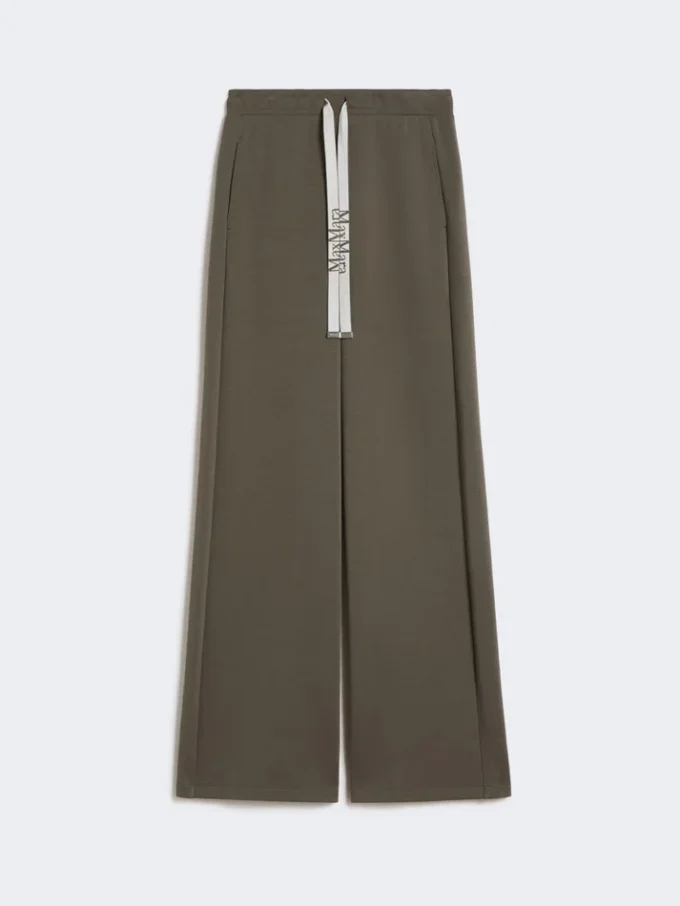 Wide-fit jersey trousers, kaki Wide-fit jersey trousers, kaki