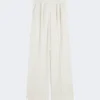 Wide-fit pinstripe piqua jersey trousers, white Wide-fit pinstripe piqua jersey trousers, white