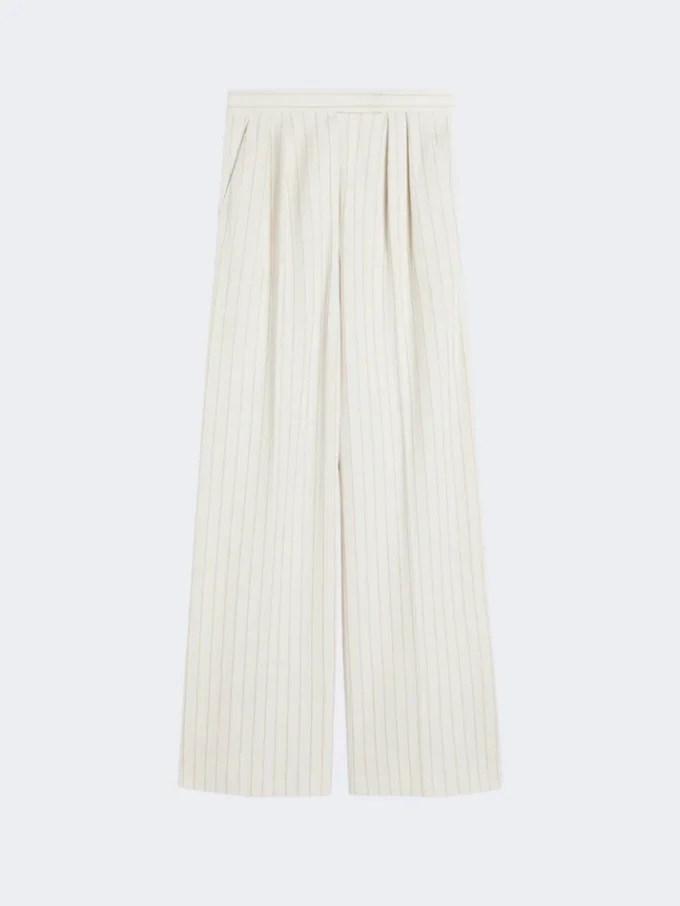 Wide-fit pinstripe piqua jersey trousers, white Wide-fit pinstripe piqua jersey trousers, white