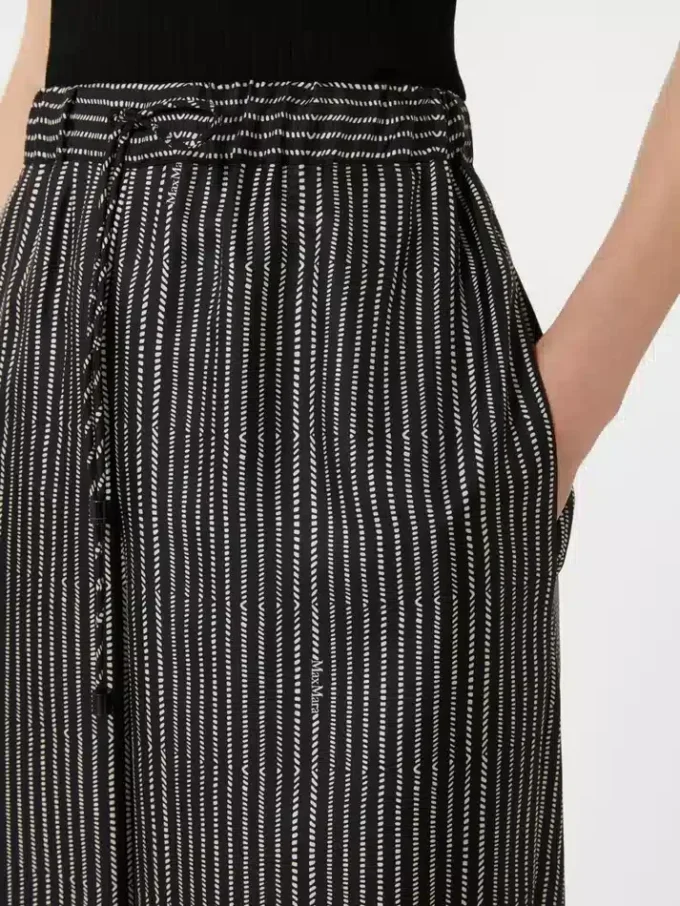 Wide-fit printed silk trousers, black white Wide-fit printed silk trousers, black white