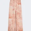 Wide-fit printed silk trousers, pink Wide-fit printed silk trousers, pink