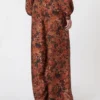 Wide-fit printed silk trousers, terra cotta Wide-fit printed silk trousers, terra cotta