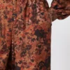 Wide-fit printed silk trousers, terra cotta Wide-fit printed silk trousers, terra cotta