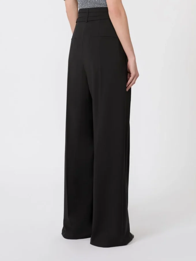 Wide-fit stretch wool trousers, black Wide-fit stretch wool trousers, black