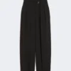 Wide-fit stretch wool trousers, black Wide-fit stretch wool trousers, black