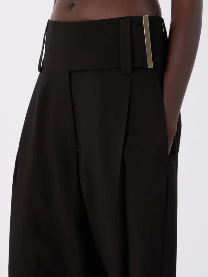 Wide-fit viscose satin trousers, black Wide-fit viscose satin trousers, black