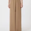 Wide-fit washed silk trousers, hazelnut brown Wide-fit washed silk trousers, hazelnut brown