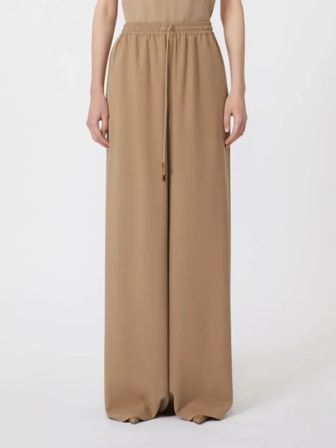 Wide-fit washed silk trousers, hazelnut brown Wide-fit washed silk trousers, hazelnut brown