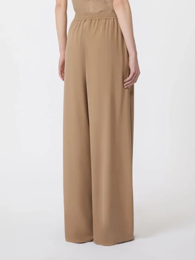 Wide-fit washed silk trousers, hazelnut brown Wide-fit washed silk trousers, hazelnut brown