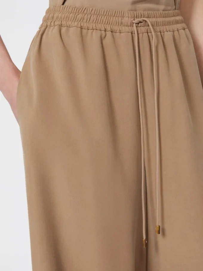 Wide-fit washed silk trousers, hazelnut brown Wide-fit washed silk trousers, hazelnut brown