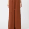 Wide-fit washed silk trousers, terra cotta Wide-fit washed silk trousers, terra cotta