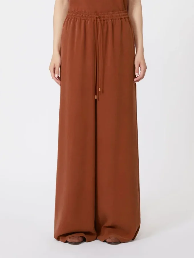 Wide-fit washed silk trousers, terra cotta Wide-fit washed silk trousers, terra cotta