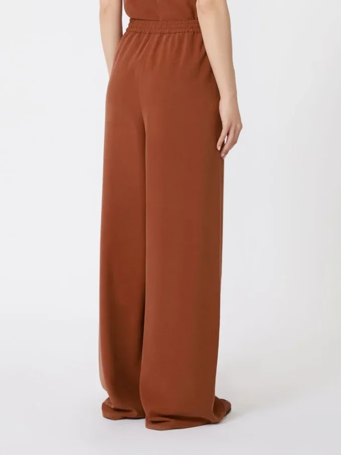 Wide-fit washed silk trousers, terra cotta Wide-fit washed silk trousers, terra cotta