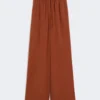 Wide-fit washed silk trousers, terra cotta Wide-fit washed silk trousers, terra cotta