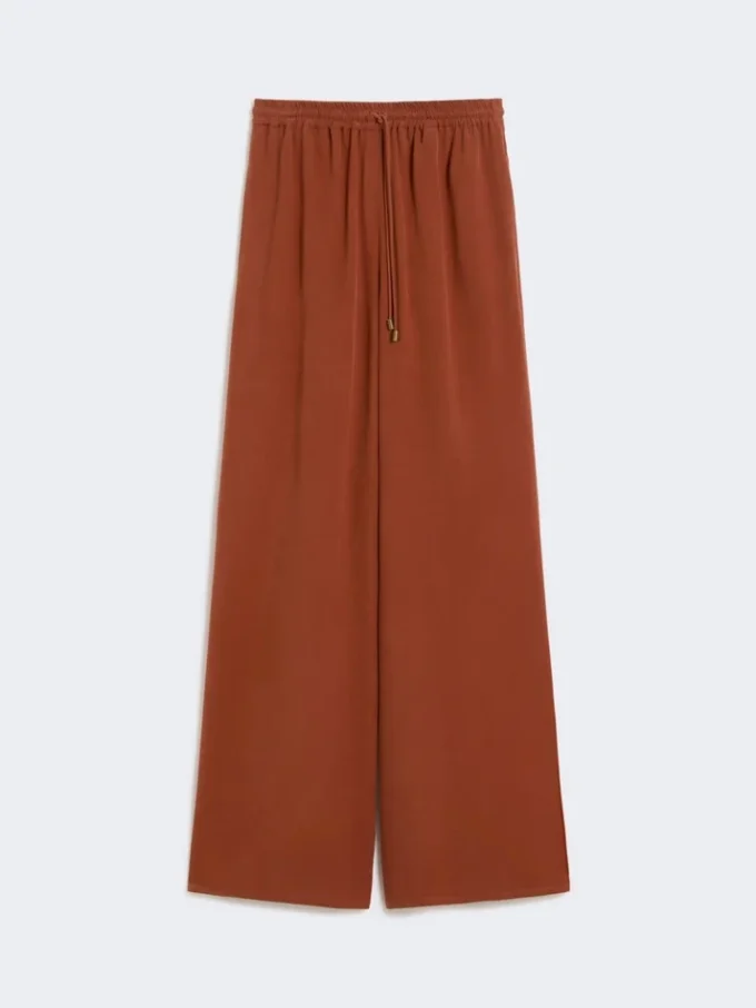 Wide-fit washed silk trousers, terra cotta Wide-fit washed silk trousers, terra cotta