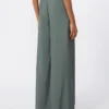 Wide-fit wool and silk trousers, dark green Wide-fit wool and silk trousers, dark green