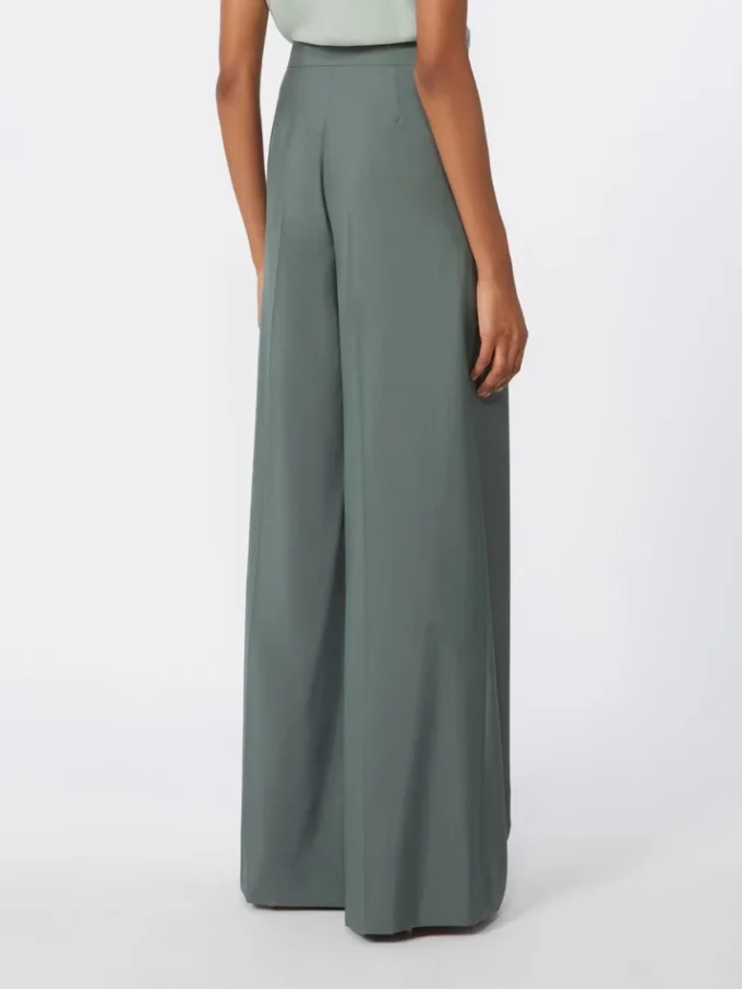 Wide-fit wool and silk trousers, dark green Wide-fit wool and silk trousers, dark green