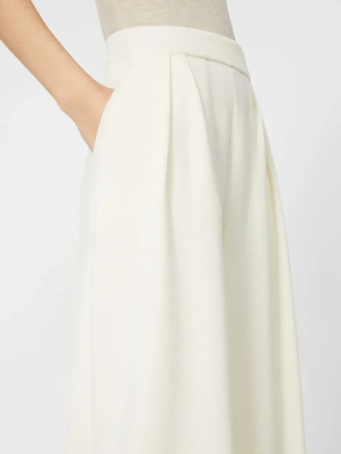 Wide-fit wool trousers, silk