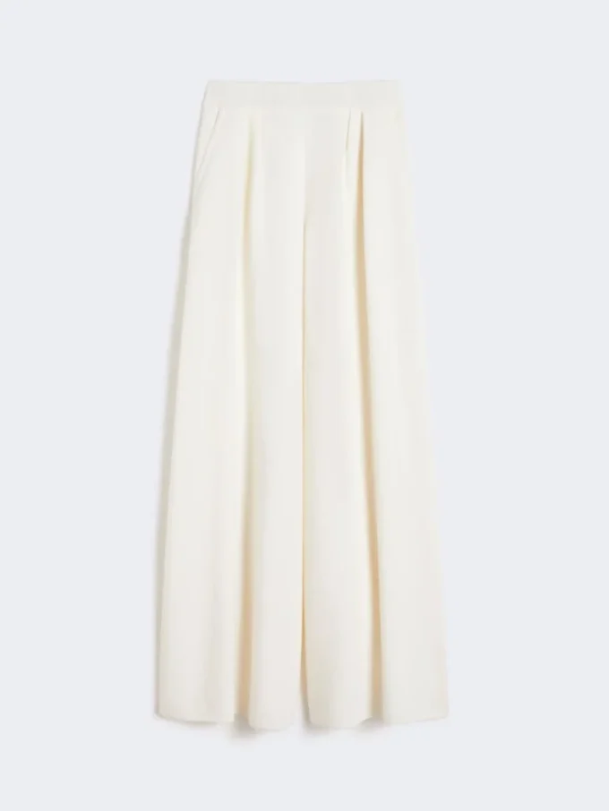 Wide-fit wool trousers, silk