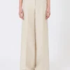 Wide-leg trousers in linen drill, sand Wide-leg trousers in linen drill, sand