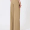 Wide trousers in wool and silk poplin, camel Wide trousers in wool and silk poplin, camel