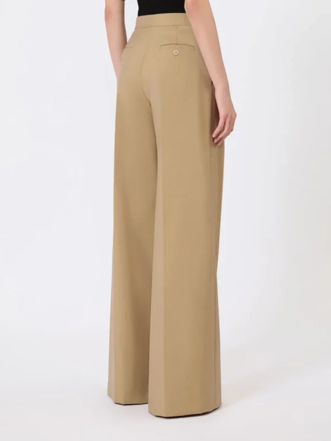 Wide trousers in wool and silk poplin, camel Wide trousers in wool and silk poplin, camel