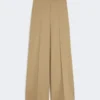 Wide trousers in wool and silk poplin, camel Wide trousers in wool and silk poplin, camel