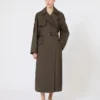 Wide water-repellent twill trench coat, green Wide water-repellent twill trench coat, green
