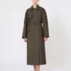 Wide water-repellent twill trench coat, green Wide water-repellent twill trench coat, green