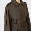 Wide water-repellent twill trench coat, green Wide water-repellent twill trench coat, green