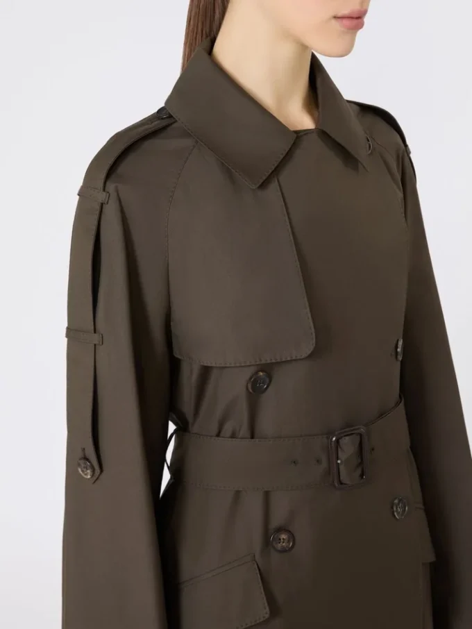 Wide water-repellent twill trench coat, green Wide water-repellent twill trench coat, green