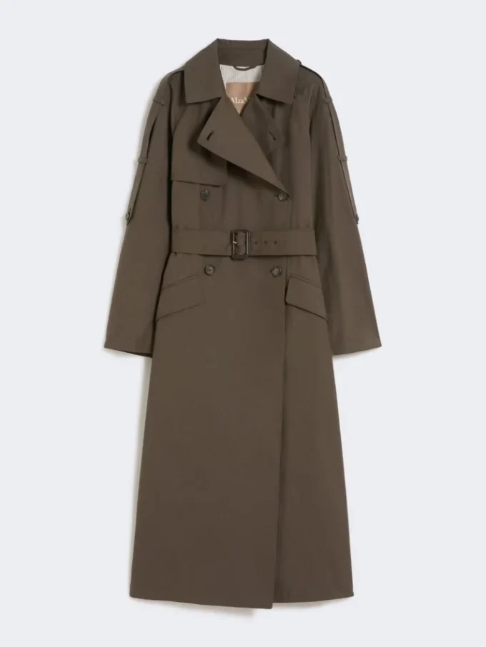 Wide water-repellent twill trench coat, green Wide water-repellent twill trench coat, green