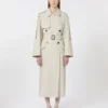Wide water-repellent twill trench coat, natural