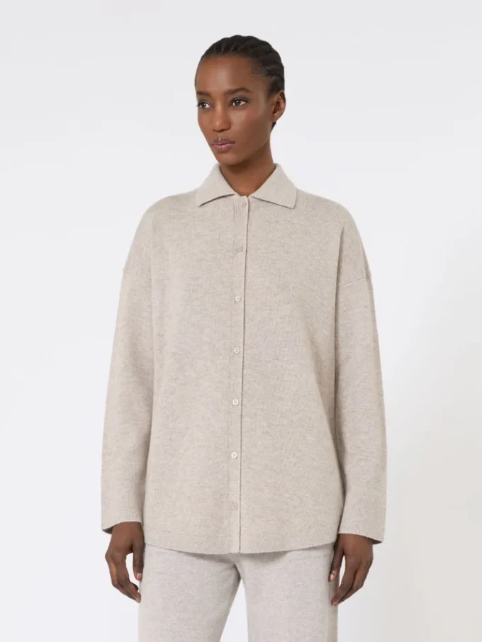 Wool and cashmere cardigan, beige Wool and cashmere cardigan, beige