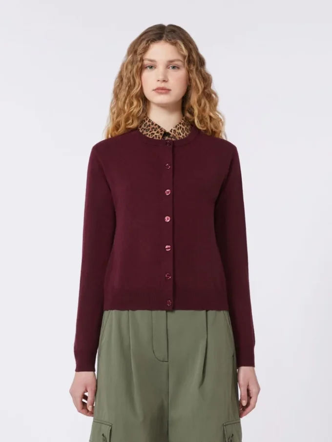 Wool and cashmere cardigan, bordeaux Wool and cashmere cardigan, bordeaux