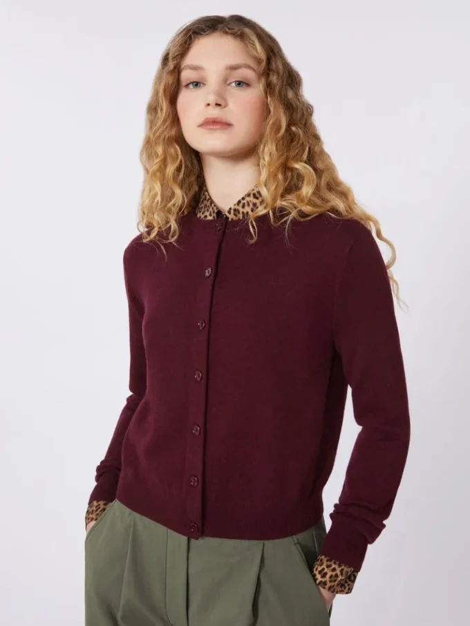 Wool and cashmere cardigan, bordeaux Wool and cashmere cardigan, bordeaux