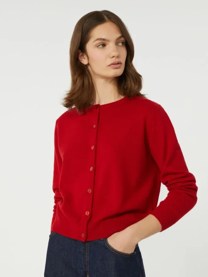 Wool and cashmere cardigan, red Wool and cashmere cardigan, red