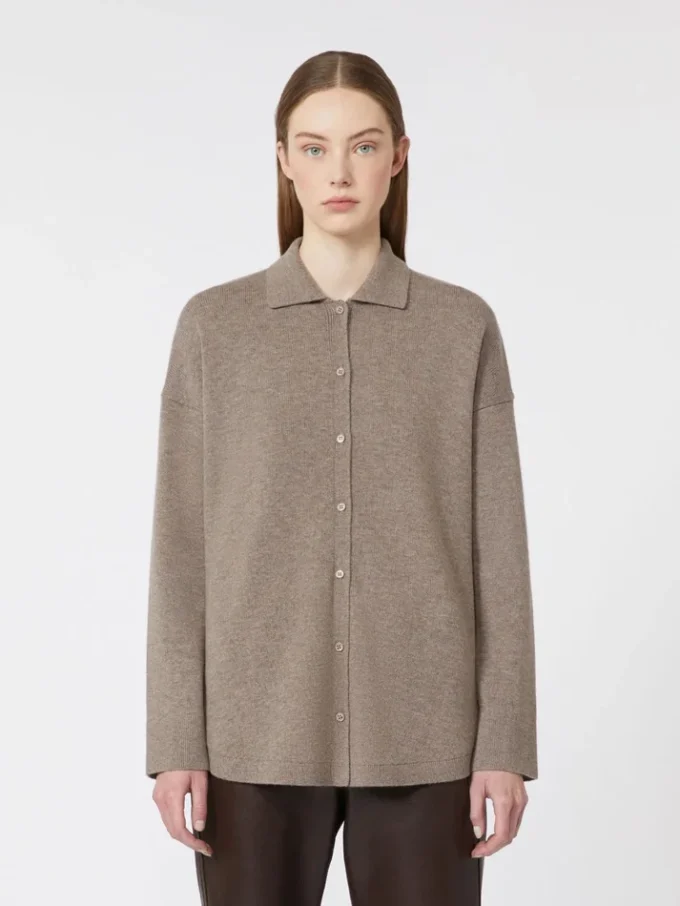 Wool and cashmere cardigan, turtledove Wool and cashmere cardigan, turtledove