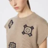 Wool and cashmere cropped sweater, sand Wool and cashmere cropped sweater, sand