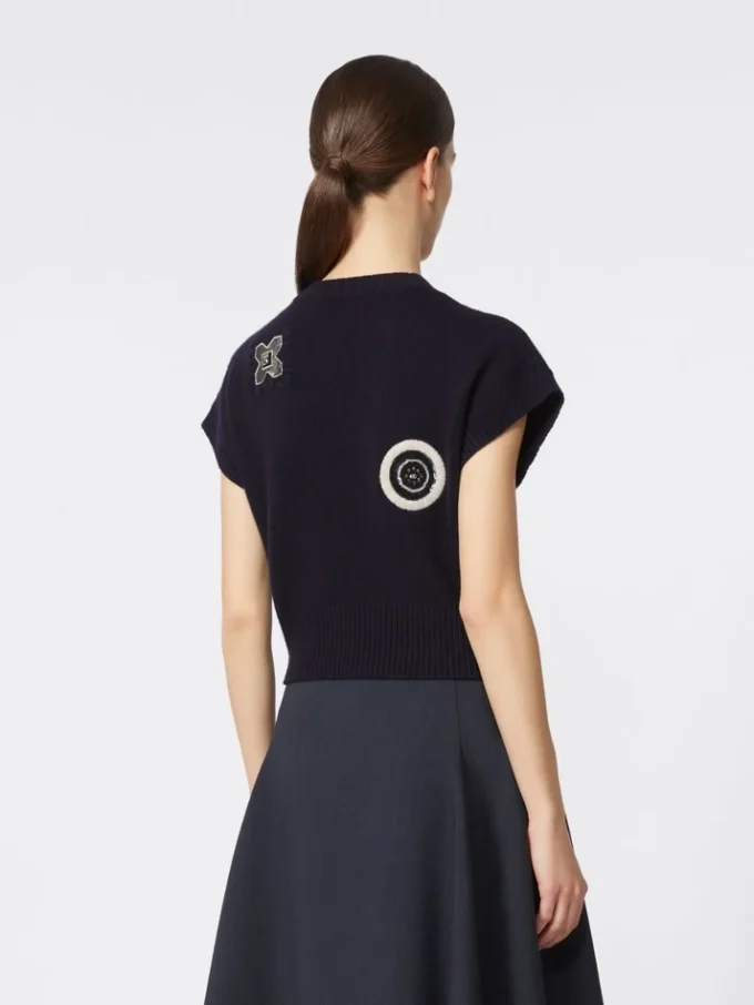 Wool and cashmere cropped sweater, ultramarine Wool and cashmere cropped sweater, ultramarine