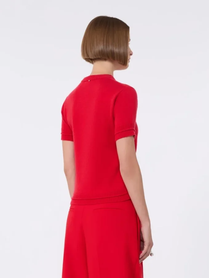 Wool and cashmere-knit t-shirt, red Wool and cashmere-knit t-shirt, red