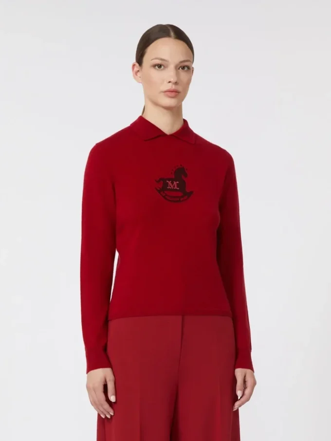 Wool and cashmere slim sweater, dark red Wool and cashmere slim sweater, dark red