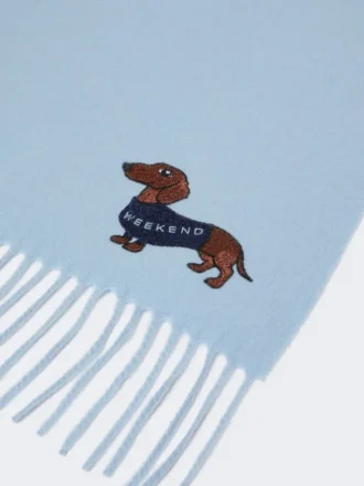 Wool and cashmere stole, light blue