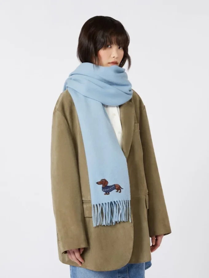 Wool and cashmere stole, light blue Wool and cashmere stole, light blue
