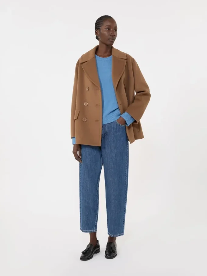 Wool and cashmere sweater with patch detail, avio Wool and cashmere sweater with patch detail, avio